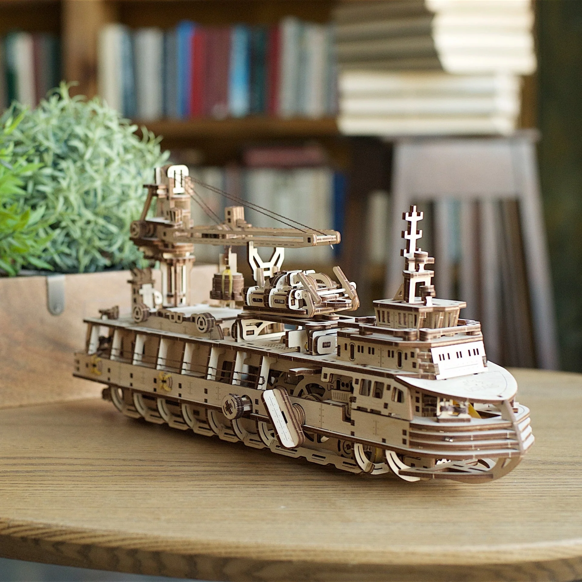 Navire de recherche- Puzzle 3D Mécanique en bois