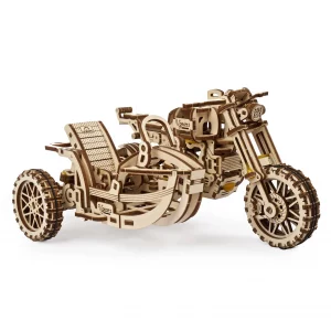 Moto Scrambler UGR-10 avec Side-Car - Puzzle 3D Mécanique en bois
