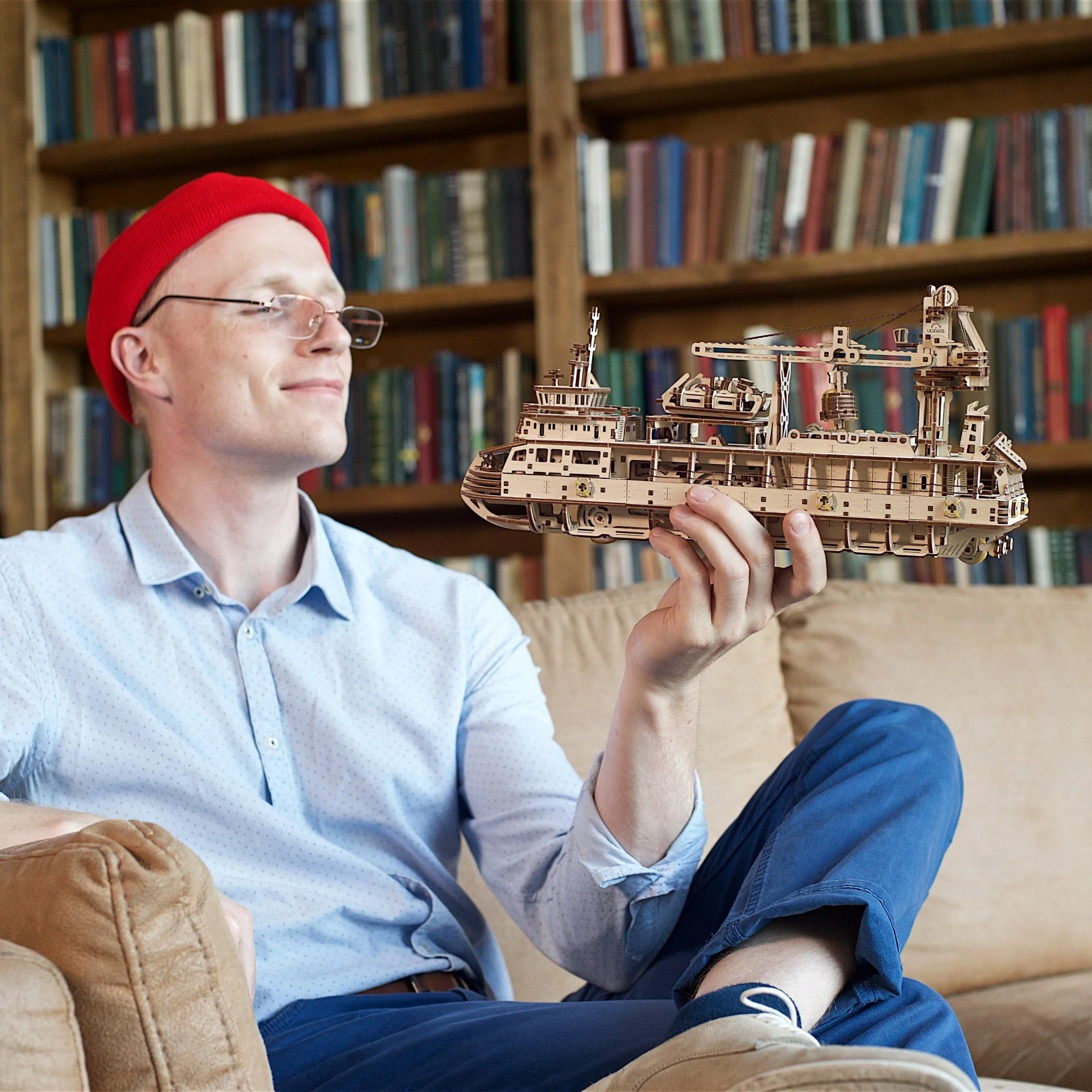 Navire de recherche- Puzzle 3D Mécanique en bois – Image 5