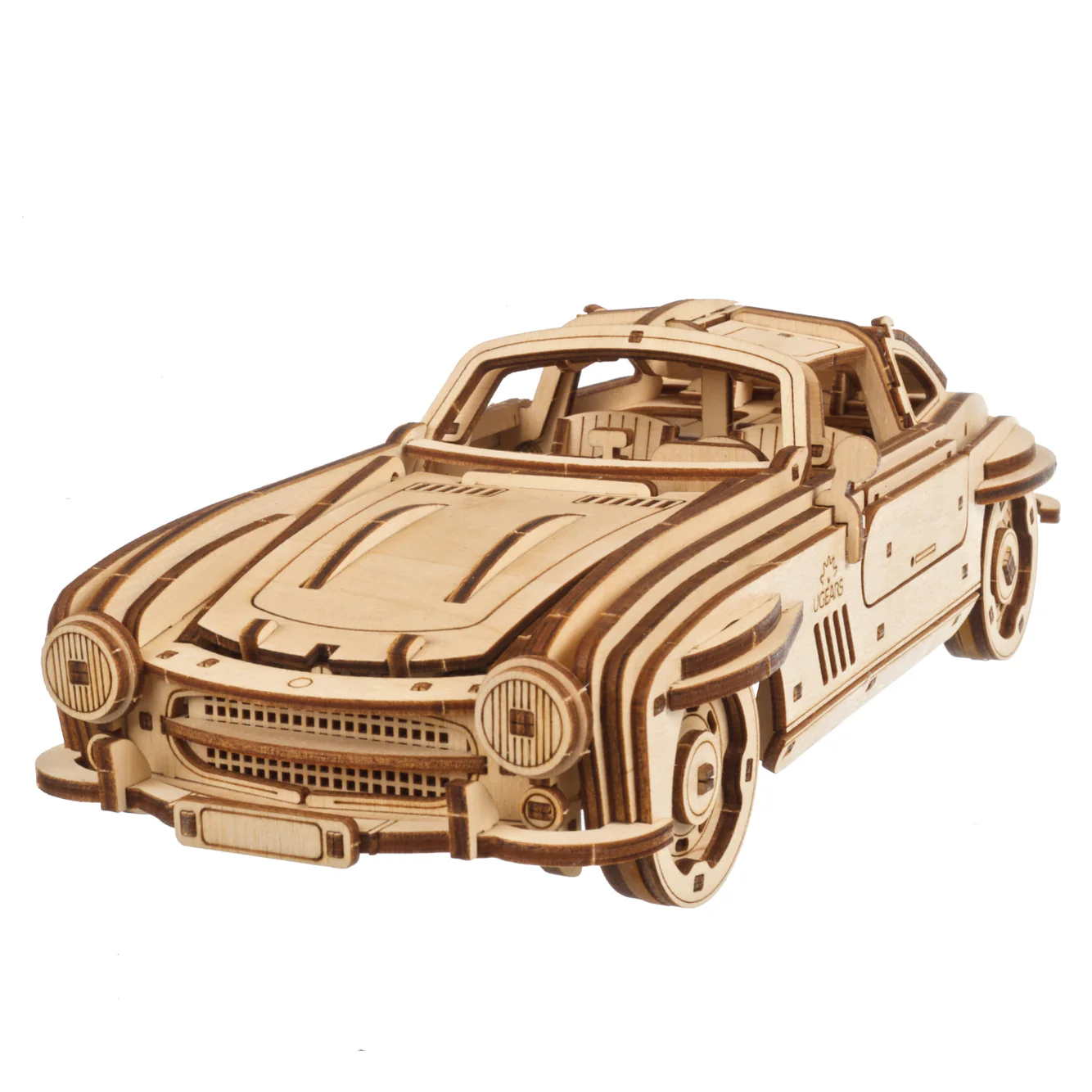 Coupé sport à aileron Ugears - Puzzle 3D mécanique en bois