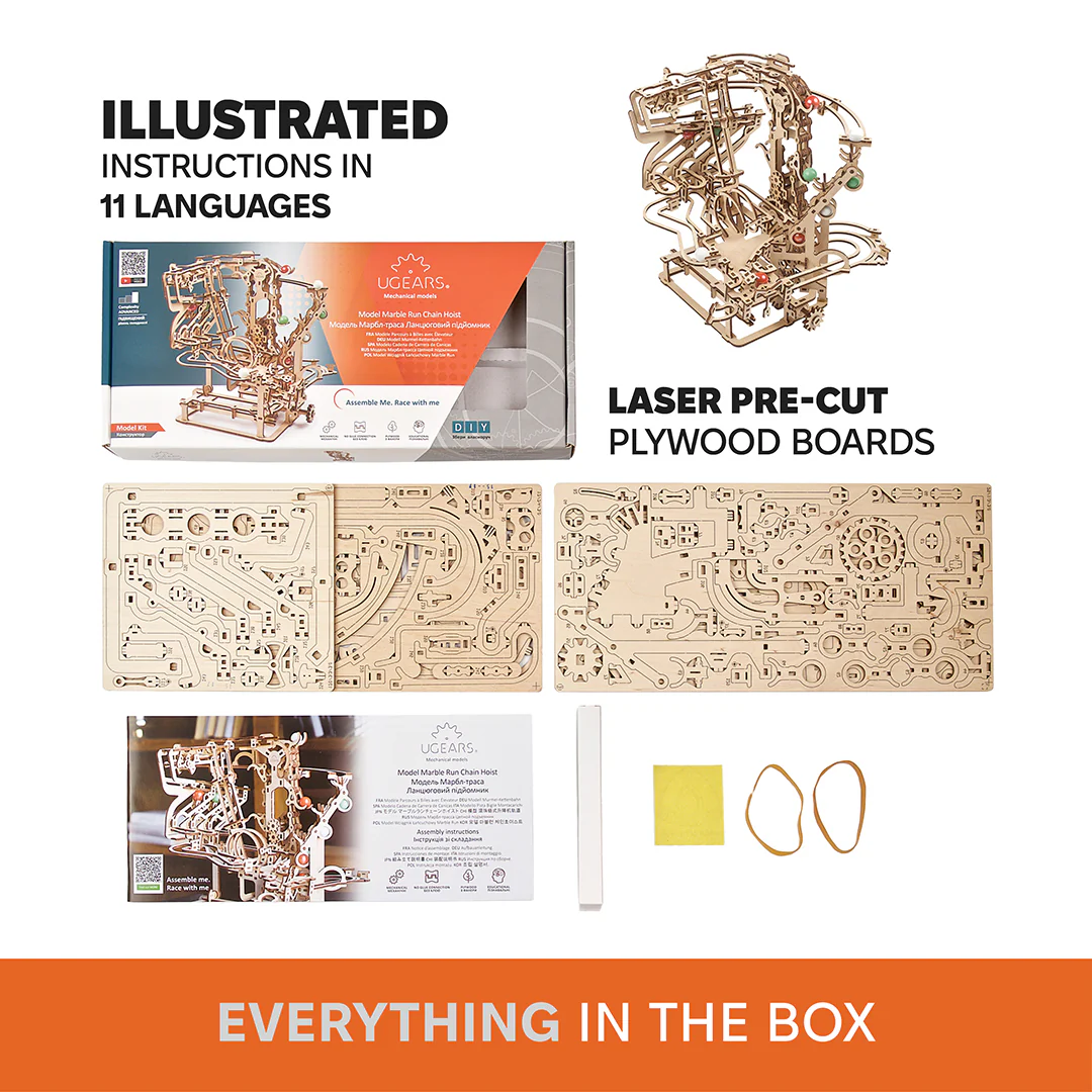 Parcours à Billes avec Élévateur Ugears - Puzzle 3d en bois – Image 2
