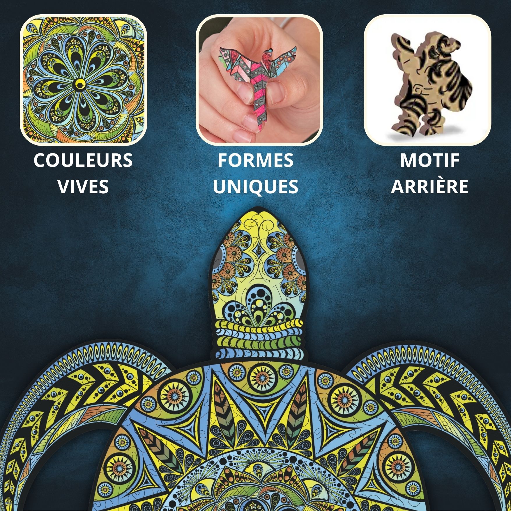 La Tortue Tropicale - Puzzle Créatif en bois M