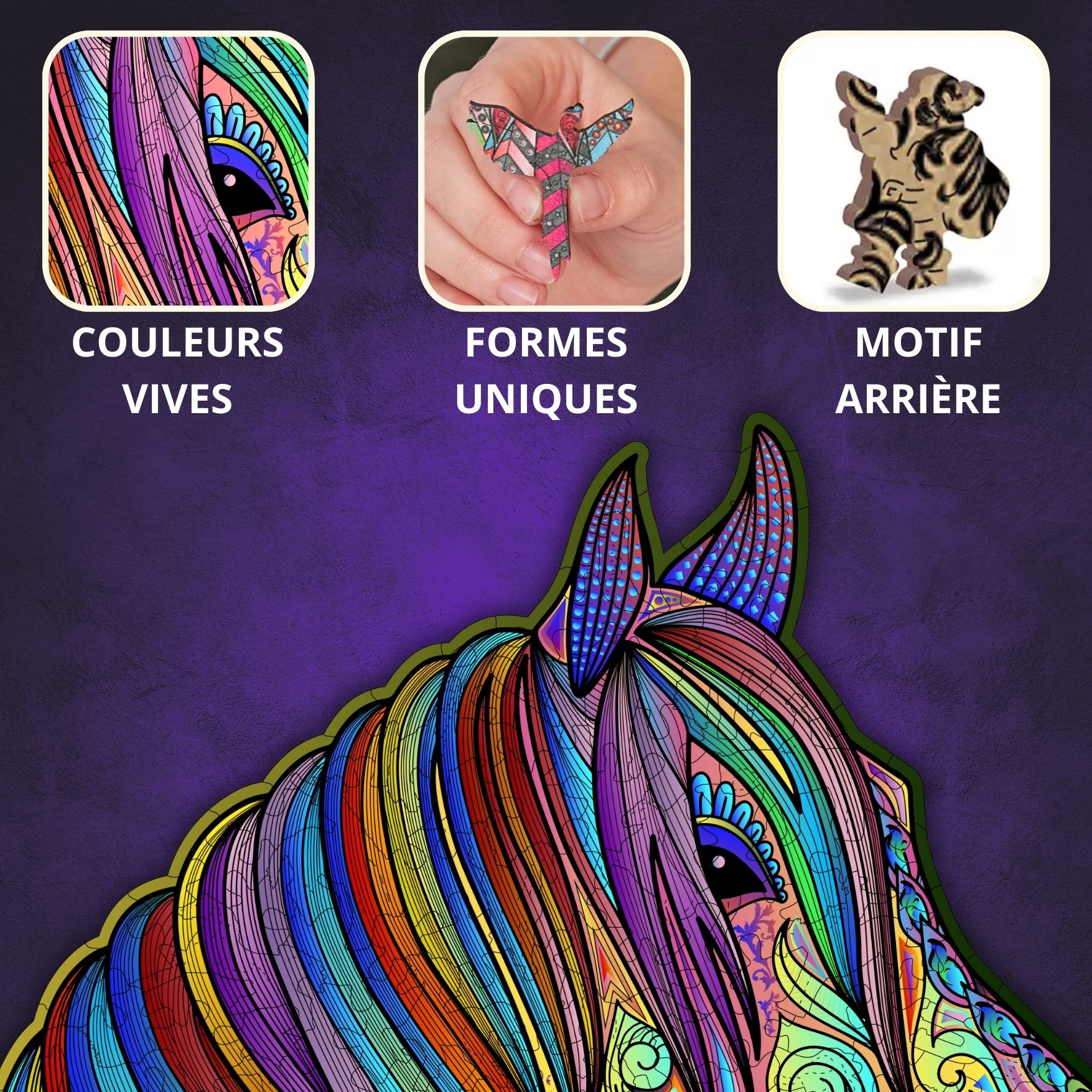 Cheval Fougueux Puzzle en bois